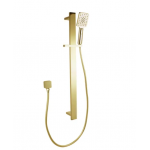 Vog Brushed Gold Square Sliding Shower Rail with Handheld Shower